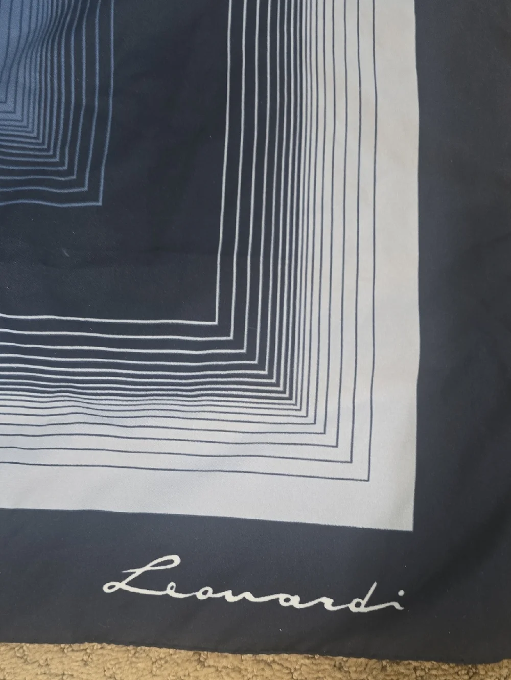 Leonard Navy & Light Blue Geometric Silk‎ Scarf